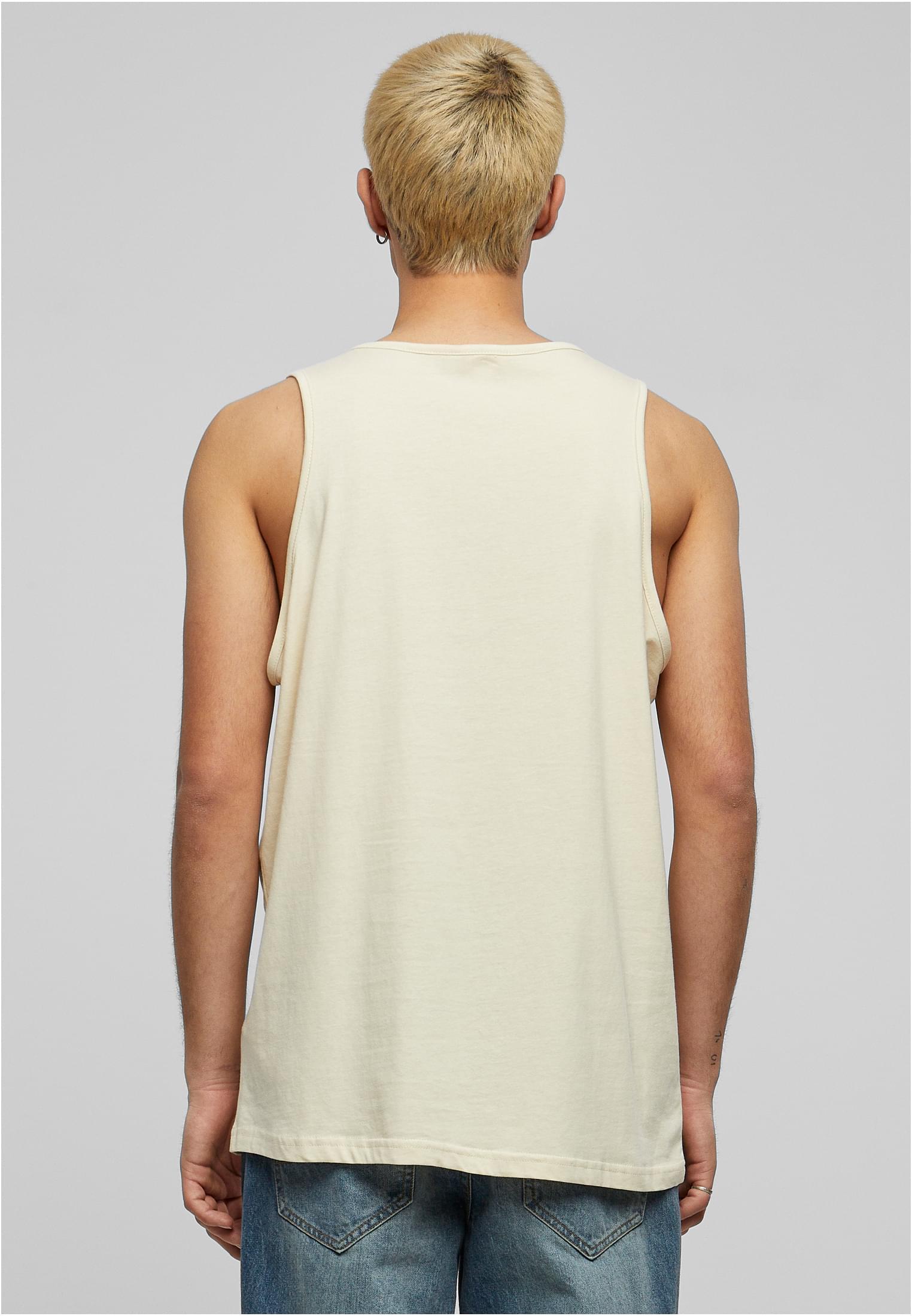 Build Your Brand Basic Vest – Sand – on model 3